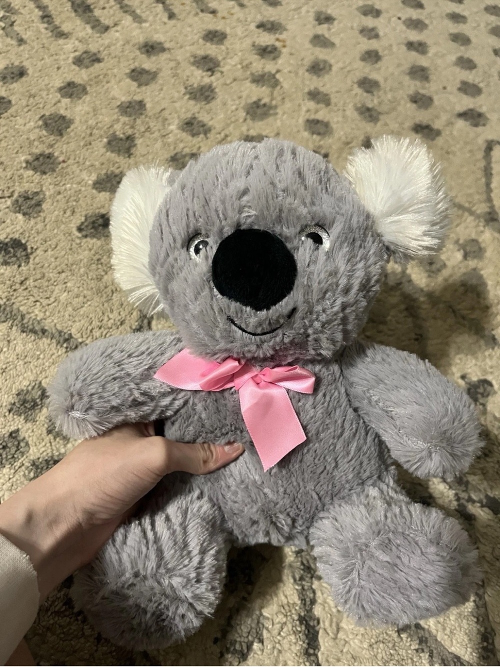 Plush Gray Koala with Pink Bow - Soft Cuddly Stuffed Animal